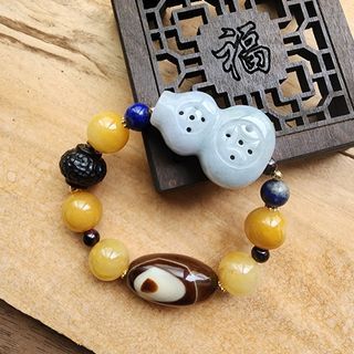 °☆ 珮齊精品舖 ☆° 天然翡翠緬甸玉 鏤空葫蘆設計款手串 國潮風 特色款 福祿吉祥