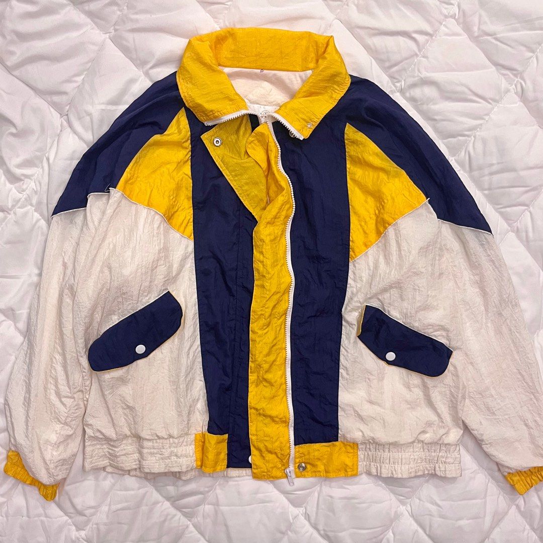 Yellow blue and cheap white windbreaker
