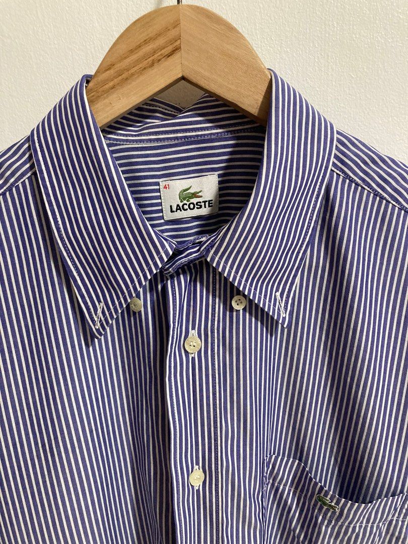 Authentic Lacoste Buttondown Strip for Big Men s XXL Size 41 on tag dimes is 25 X 31 Men s Fashion Tops Sets Tshirts Polo Shirts on Carousell