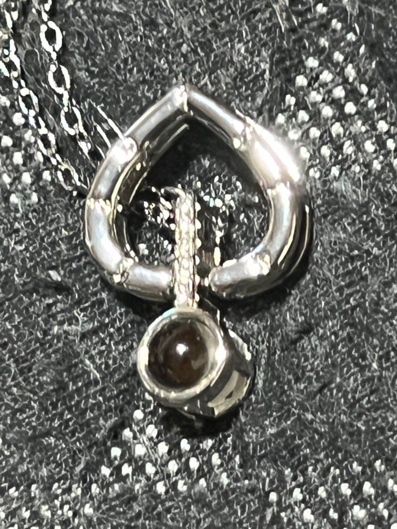 Black rutile heart pendant with 925 silver chain write 5 gm size 24 x 2 cm