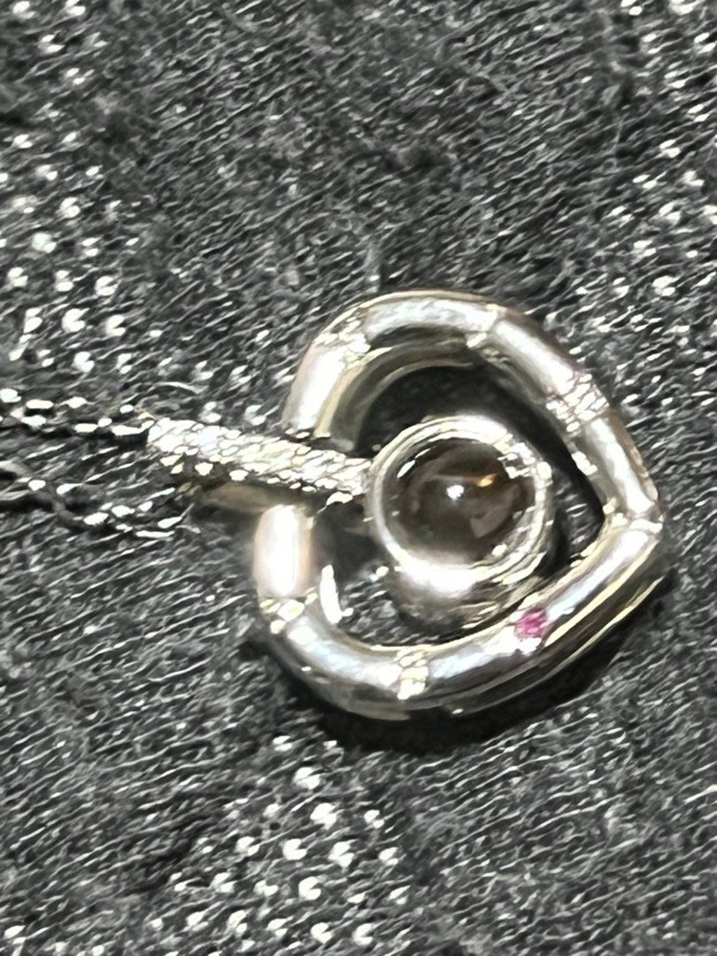 Black rutile heart pendant with 925 silver chain write 5 gm size 24 x 2 cm