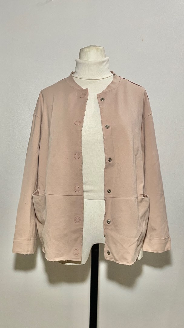 Blush Nude Bomber Jacket, Women's Fashion, Coats, Jackets and Outerwear