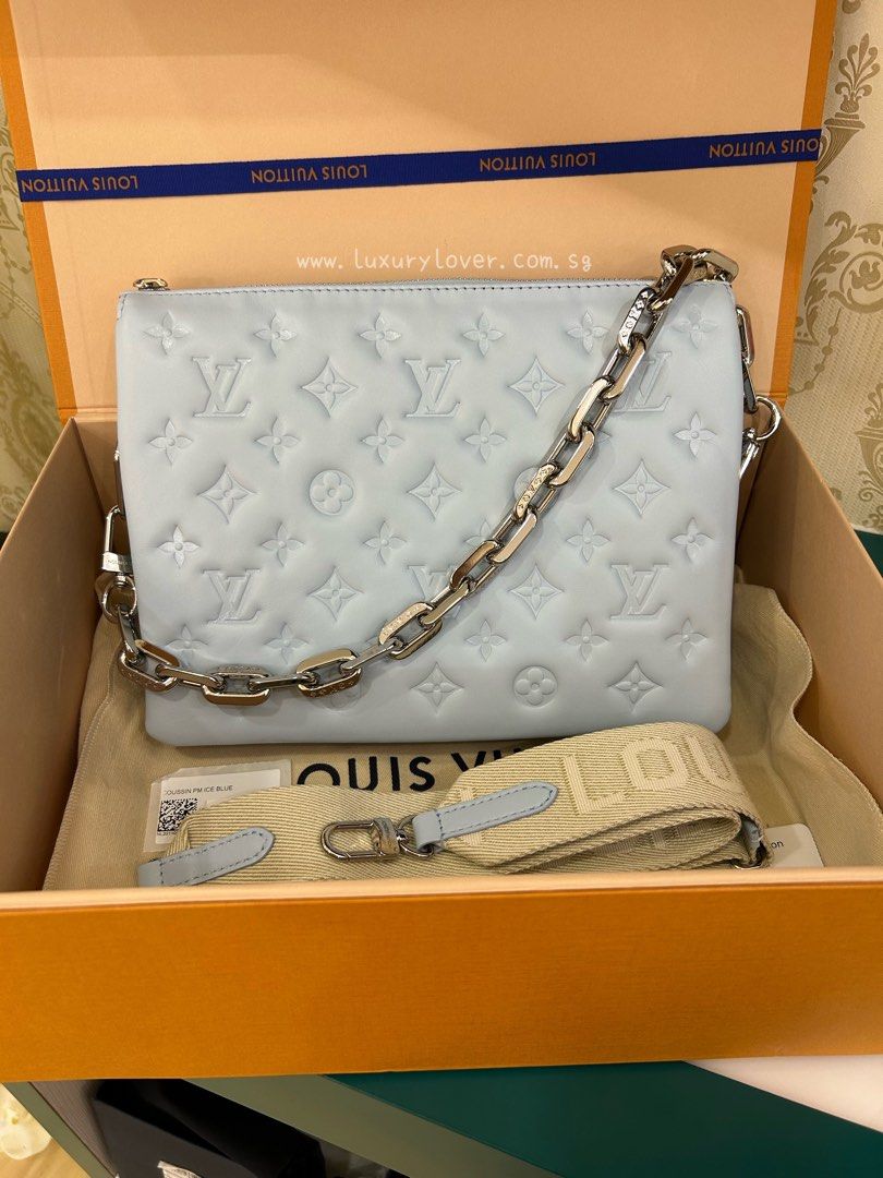 LOUIS VUITTON Coussin PM Monogram Embossed Leather Shoulder Bag White