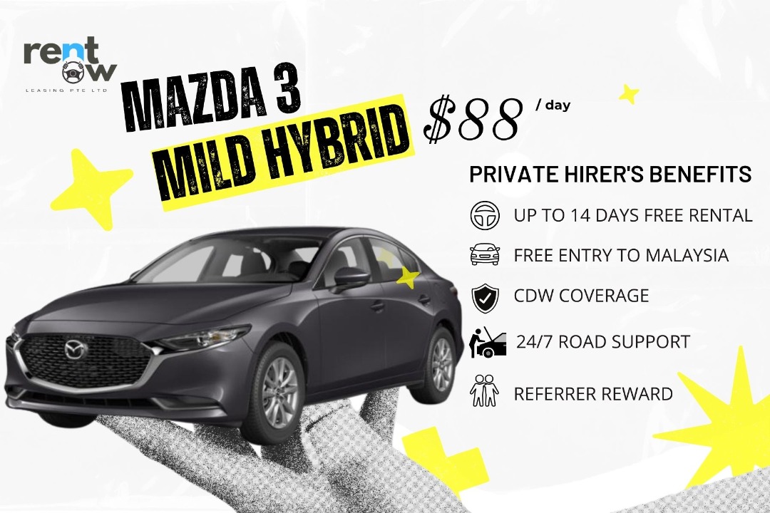 Car Rental Mazda 3 Mild Hybrid !!, Cars, Car Rental on Carousell