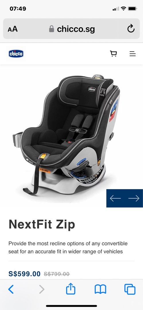 Chicco nextfit store zip corvus
