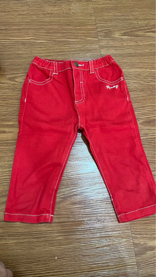 Celana Panjang Warna Merah Baby Poney, Bayi Anak, Baju Anak