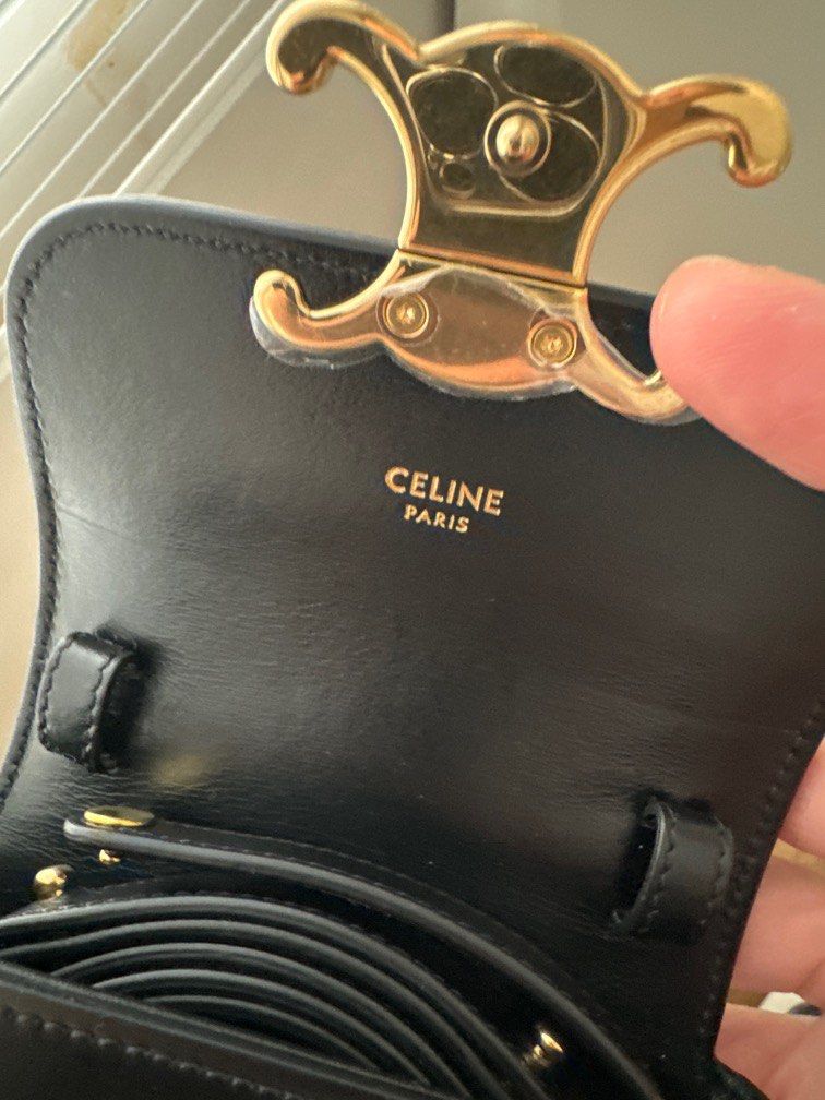 Celine - Mini Claude in Shiny Calfskin Leather - Black - for Women