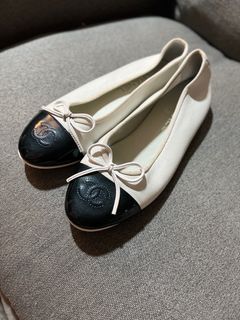 Chanel Captoe Ballet Flats in White