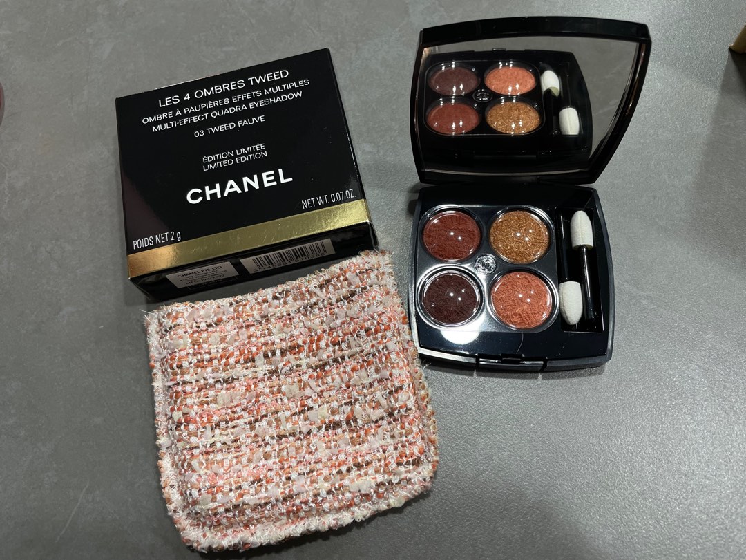 Chanel eyeshadow les 4 ombres tweed 03 tweed fauve, Beauty & Personal Care,  Face, Makeup on Carousell