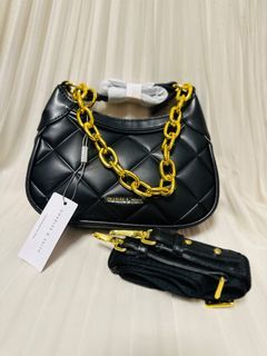 Charles & Keith 小ck Alcott 絲巾編織鍊腋下包 - 黑色 斜孭袋CK2-20271057_BLACK_S