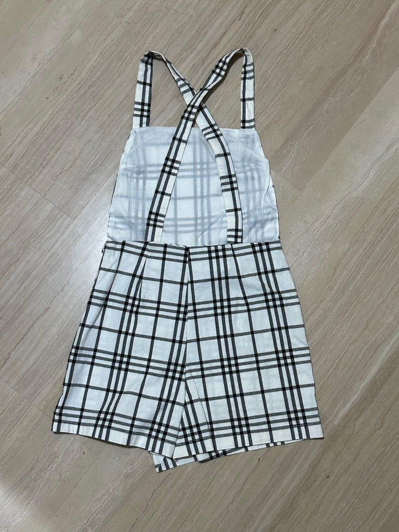 Checkerboard overalls shorts online