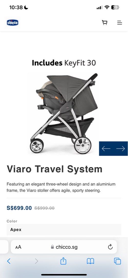 Chicco Viaro Travel System stroller car seat key fit Babies