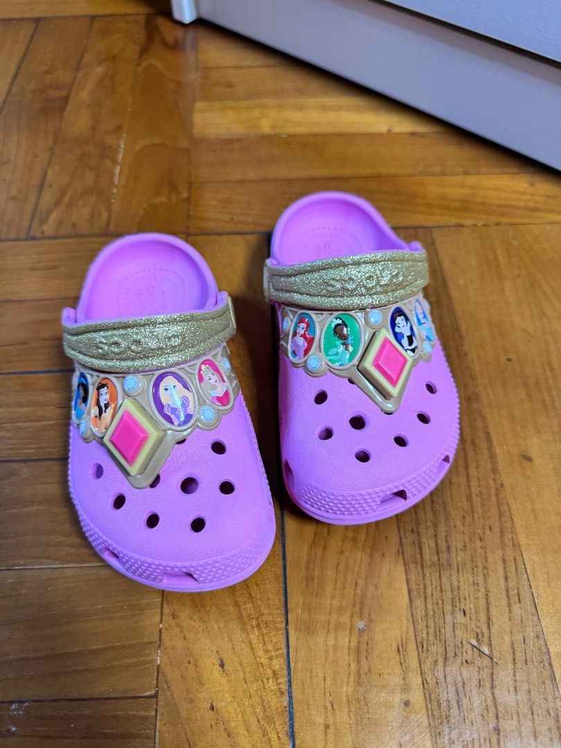 Crocs kids classic pink princess flashing clogs shoes