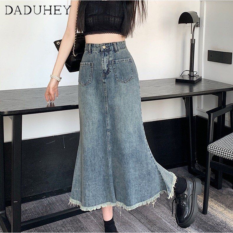Slimming denim skirt cheap