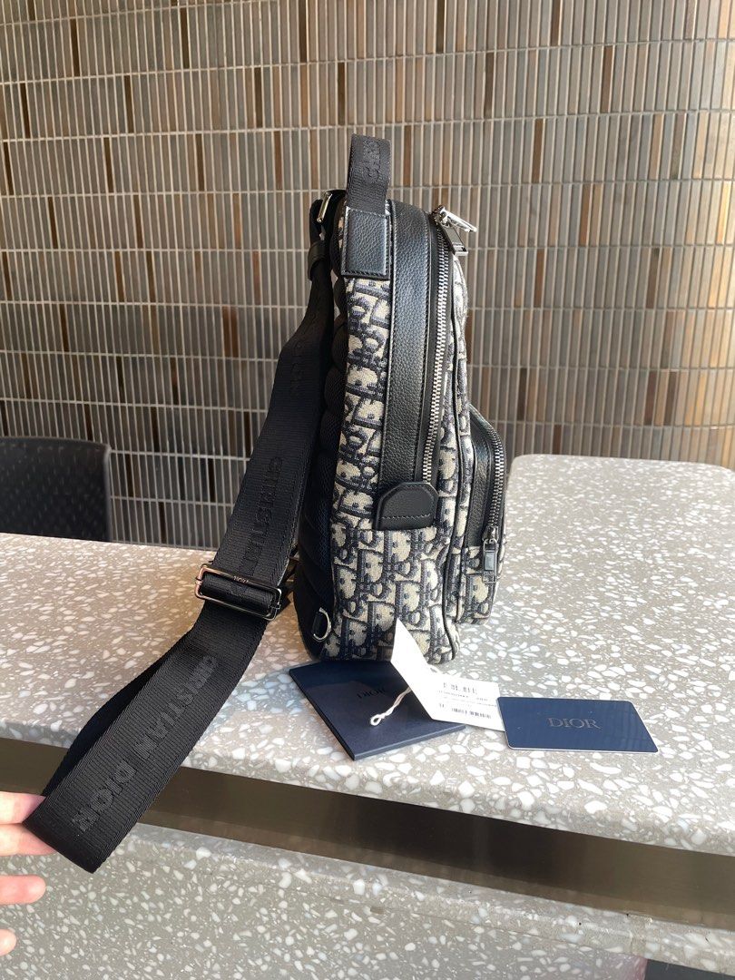 Mini Rider Sling Bag Beige and Black Dior Oblique Jacquard | DIOR