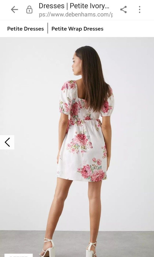 Dorothy Perkins Petite Ivory Large Floral Print Wrap Front Mini