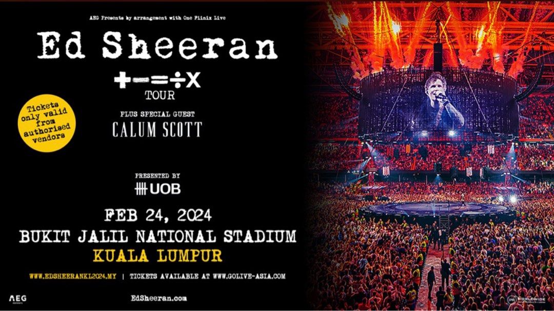 Ed Sheeran 2024 Malaysia concert tickets, Tickets & Vouchers, Event