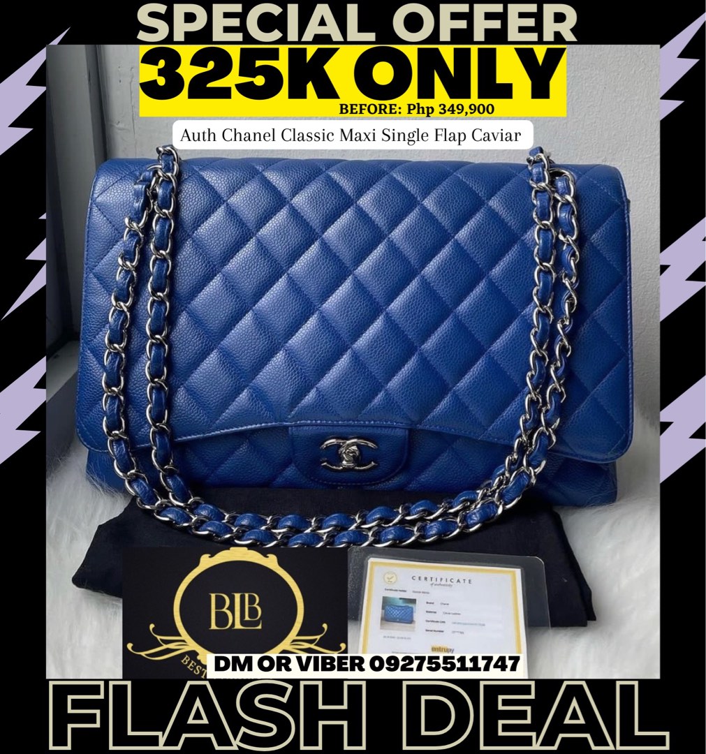 FLASH DEAL SALE Authentic Chanel Classic Maxi Caviar Flap Two way Bag