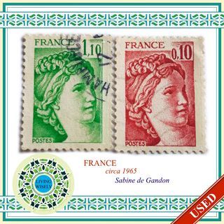 France circa 1965 Sabine de Gandon Stamps