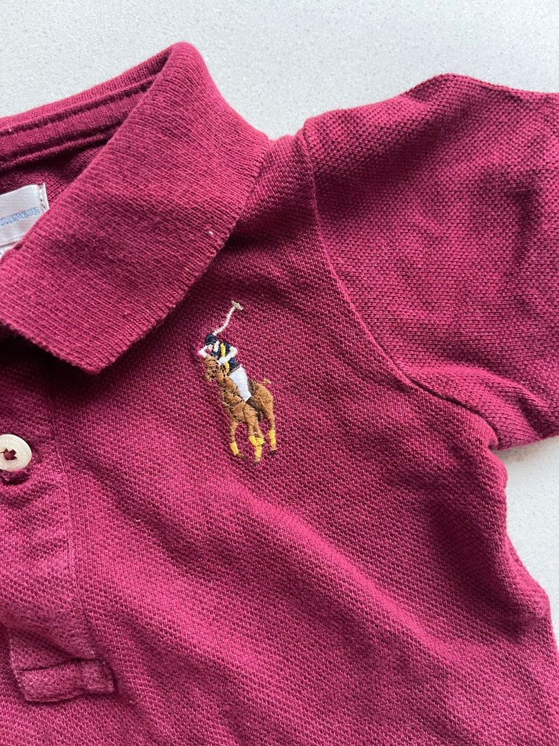 FREE MAILING size 6 months Ralph Lauren red maroon jumpsuit one piece onesie