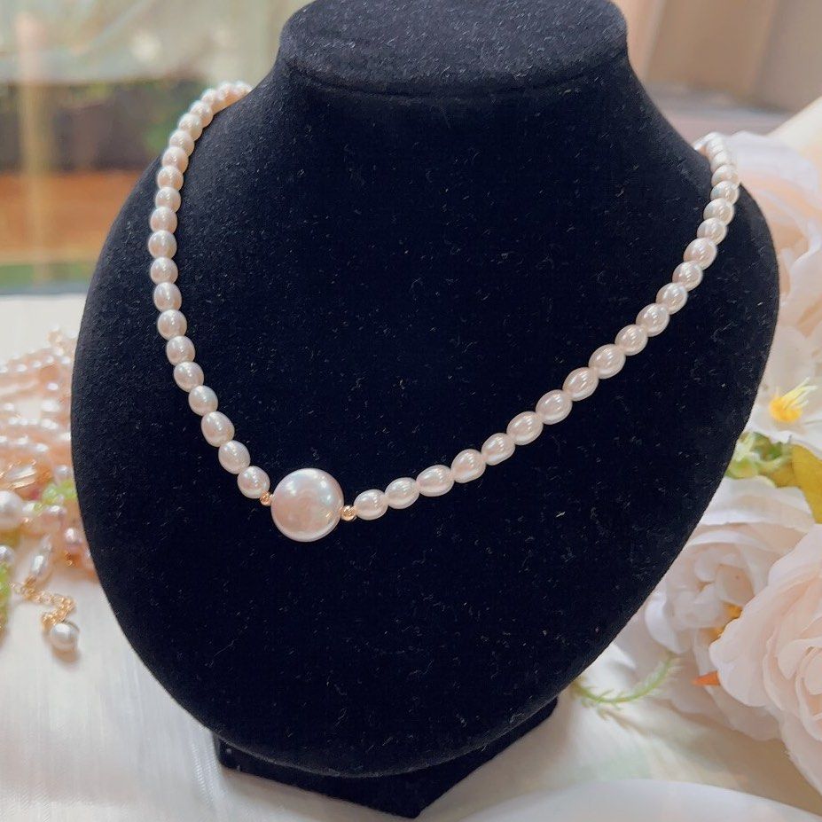 Freshwater rice hotsell pearl necklace