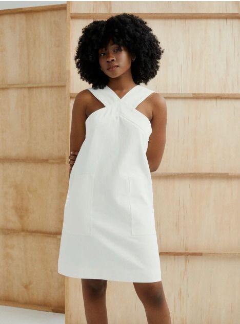 Apron neck discount dress