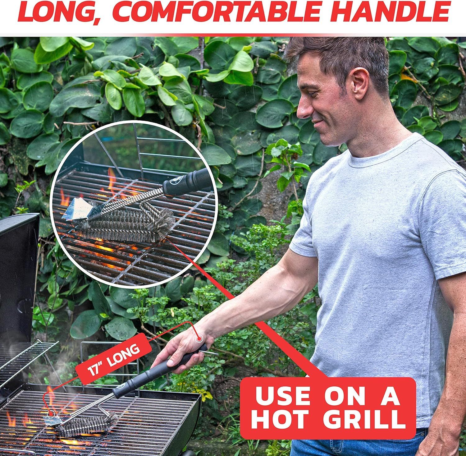 GrillGuru BBQ Grill Brush - Extra Strong BBQ Cleaner - Safe Wire