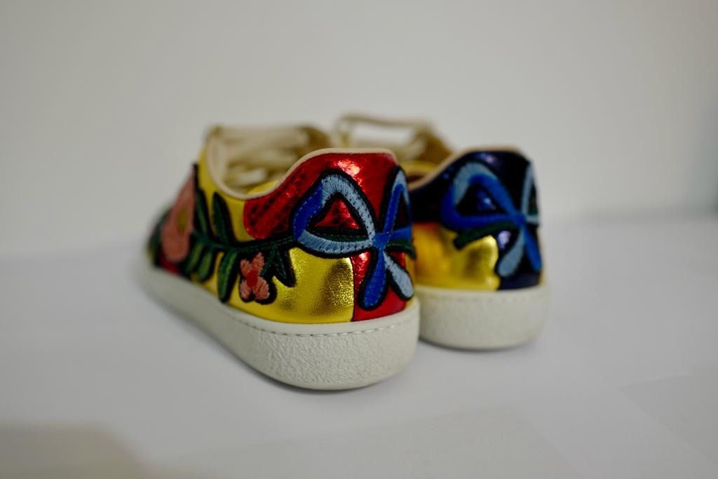 Gold gucci cheap tennis shoes