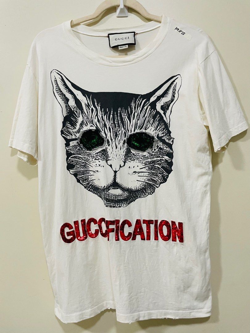 Guccification Green eye Cat Shirt Men s Fashion Tops Sets