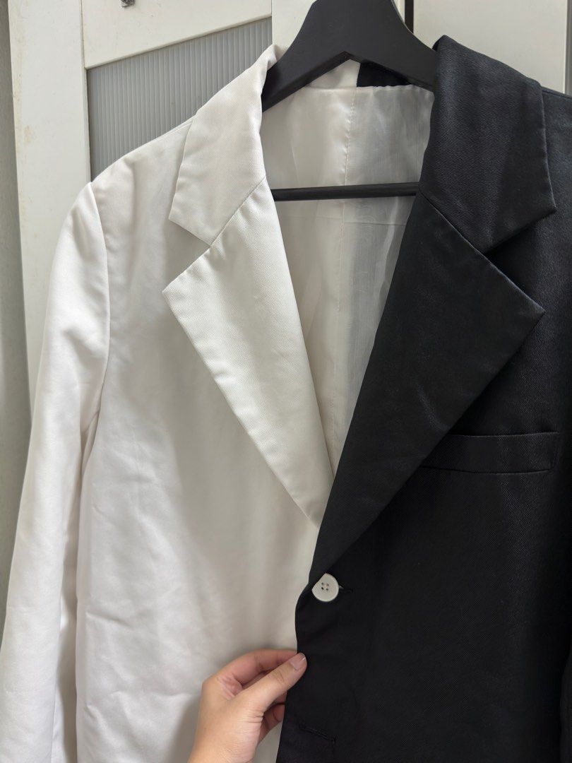 Half black half white coat shop