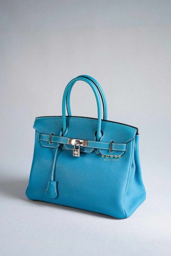 Hermes Birkin 30 Blue Jean Togo T Stamp Palladium Hardware - The