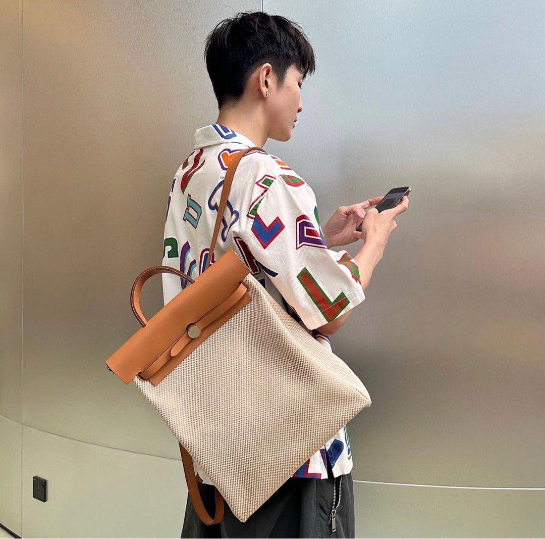 Hermes Herbag Ados Backpack Natural Toile Vache Hunter Phw Luxury