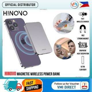 HINOVO MB1-5000/10000 Metal Portable Magnetic Wireless Powerbank Wireless Portable Charger 20W VMI