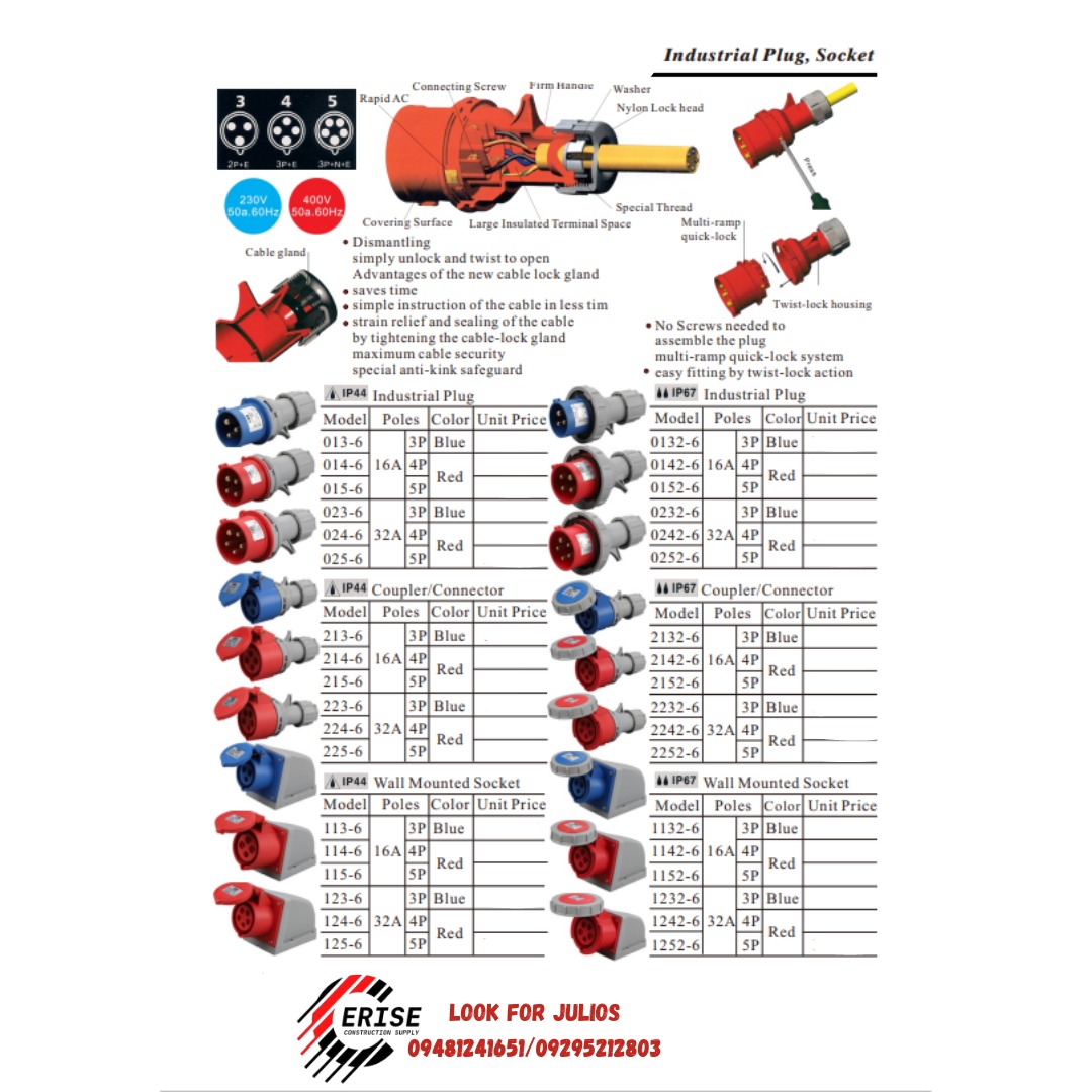 Industrial Plug, Socket, Commercial & Industrial, Construction Tools ...