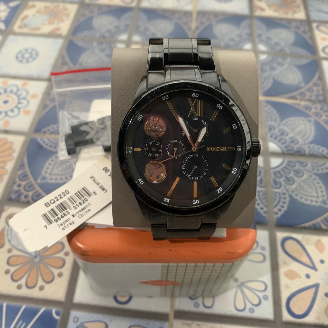 Jam Tangan Fossil BQ2220 Flynn Mechanical Black Tone Fesyen Pria
