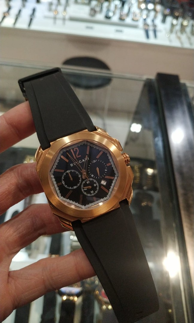 Jam Tangan Pria Bvlgari Octo Chronograph Rosegold Fesyen Pria Jam