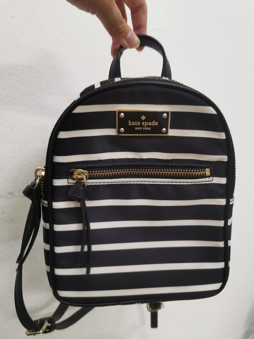 Kate spade black and white striped backpack new arrivals