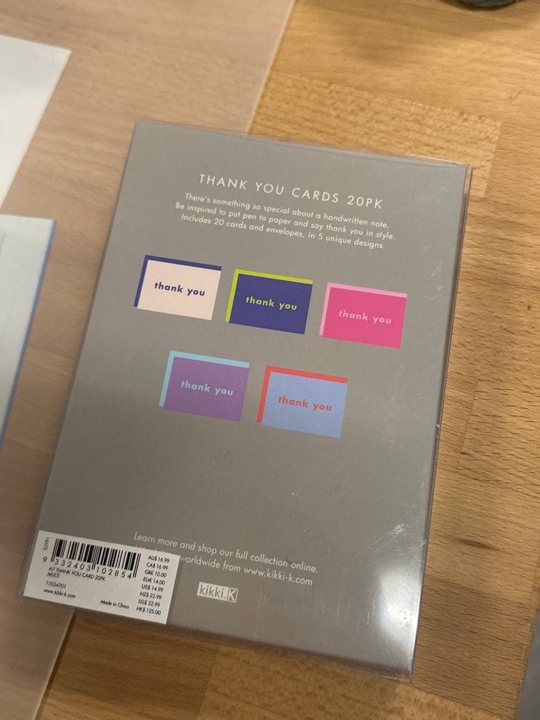 Kikki K thank you cards 20 pack, Hobbies & Toys, Stationery & Craft