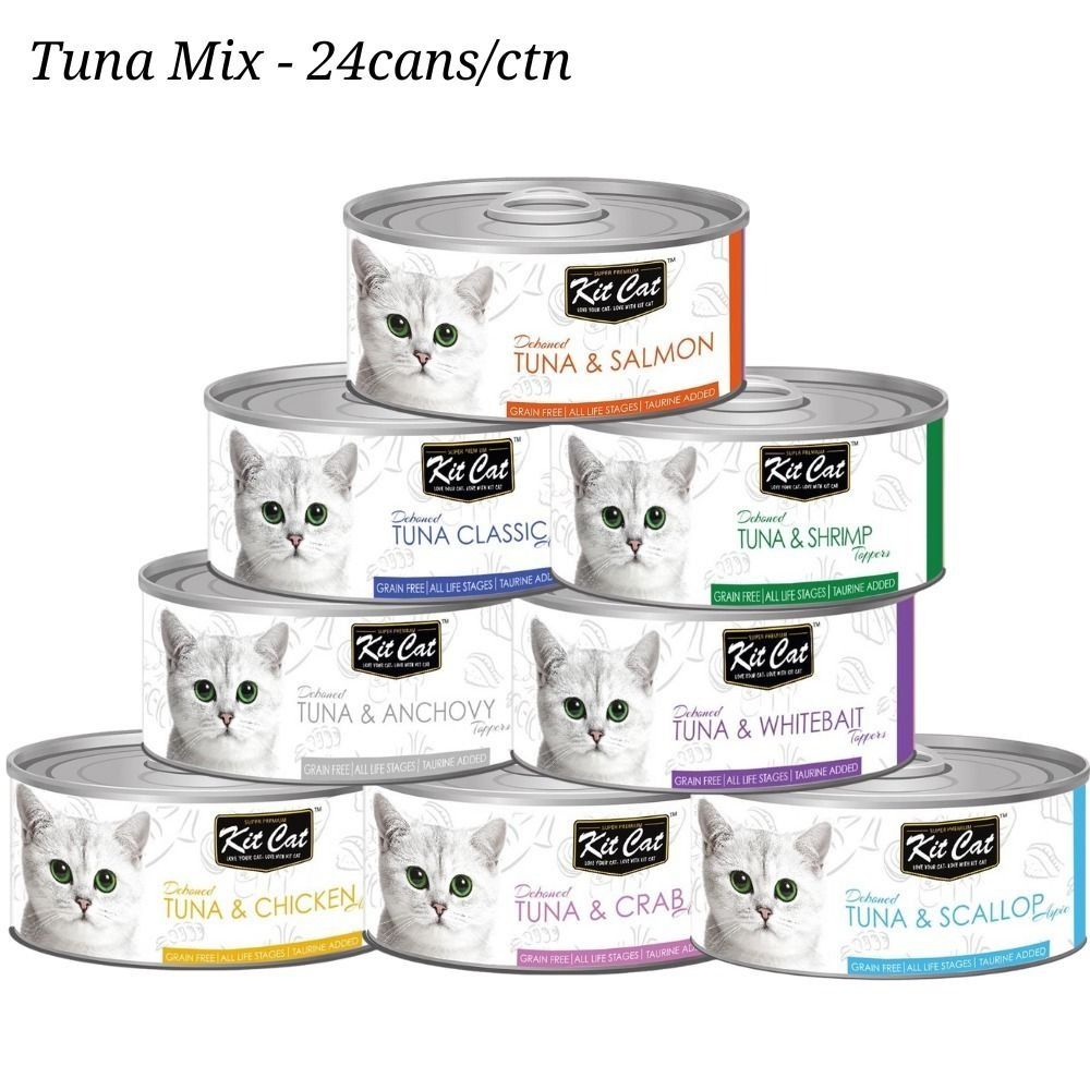 Kit Cat Tuna & Chicken Canned Wet Cat Food Topper 80g x 24 Cans, Pet