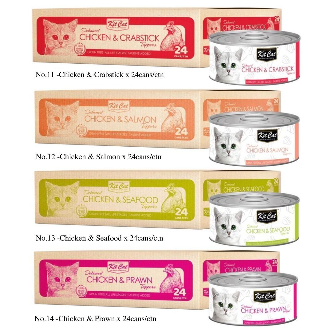 Kit Cat Tuna & Chicken Canned Wet Cat Food Topper 80g x 24 Cans, Pet