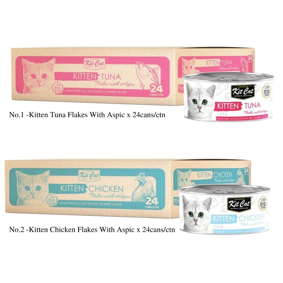 Kit Cat Tuna & Chicken Canned Wet Cat Food Topper 80g x 24 Cans, Pet