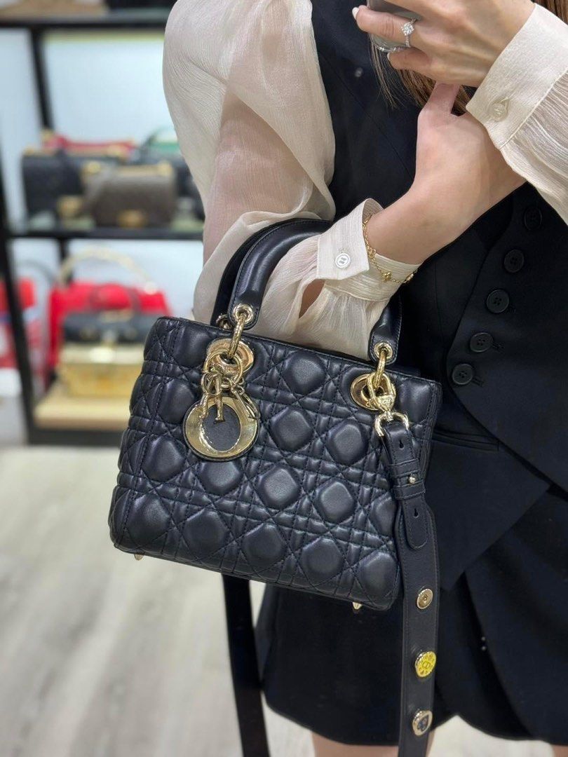Dior - Medium Lady Dior Bag Black Cannage Lambskin - Women