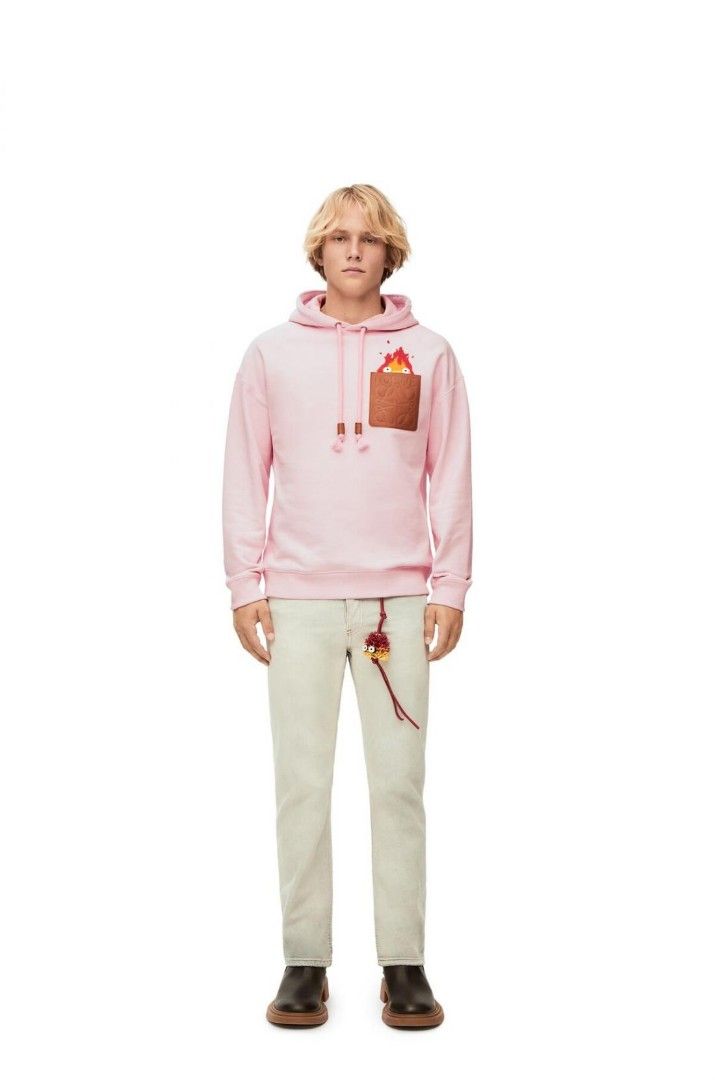 Loewe FW Howl's Moving Castle Calcifer Leather Patch Hoodie in