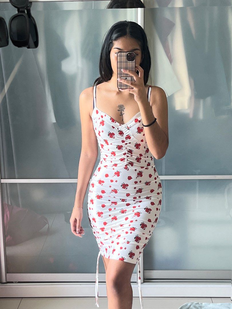 Red and sales white bodycon dress