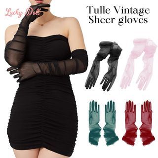 Lucky Doll® Vintage Sheer Tulle Opera Long Costume Cosplay evening Glam Gloves