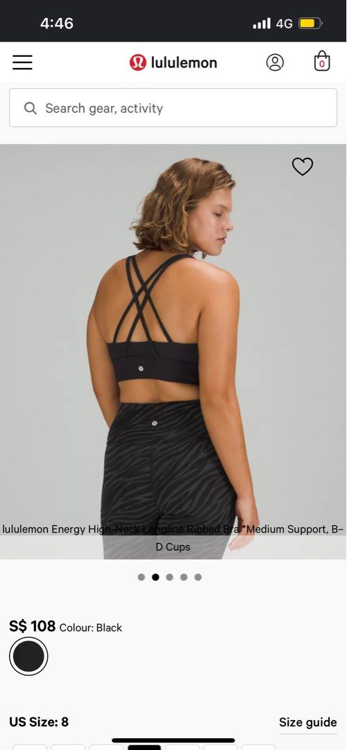 Lululemon high neck longline energy bra black, Women's Fashion, Activewear  on Carousell