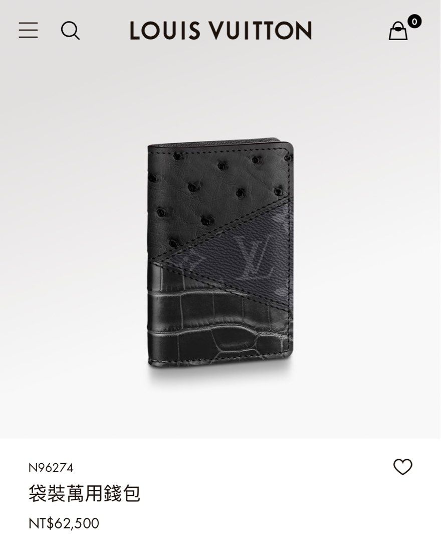 LV 鱷魚皮鴕鳥皮拼接卡夾, 名牌精品, 精品包與皮夾在旋轉拍賣