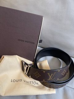 LOUIS VUITTON Louis Vuitton Sunture LV Initial Micro Damier Belt M6875V  Notation Size 85/34 Suede Leather Noir Black Silver Hardware 40MM