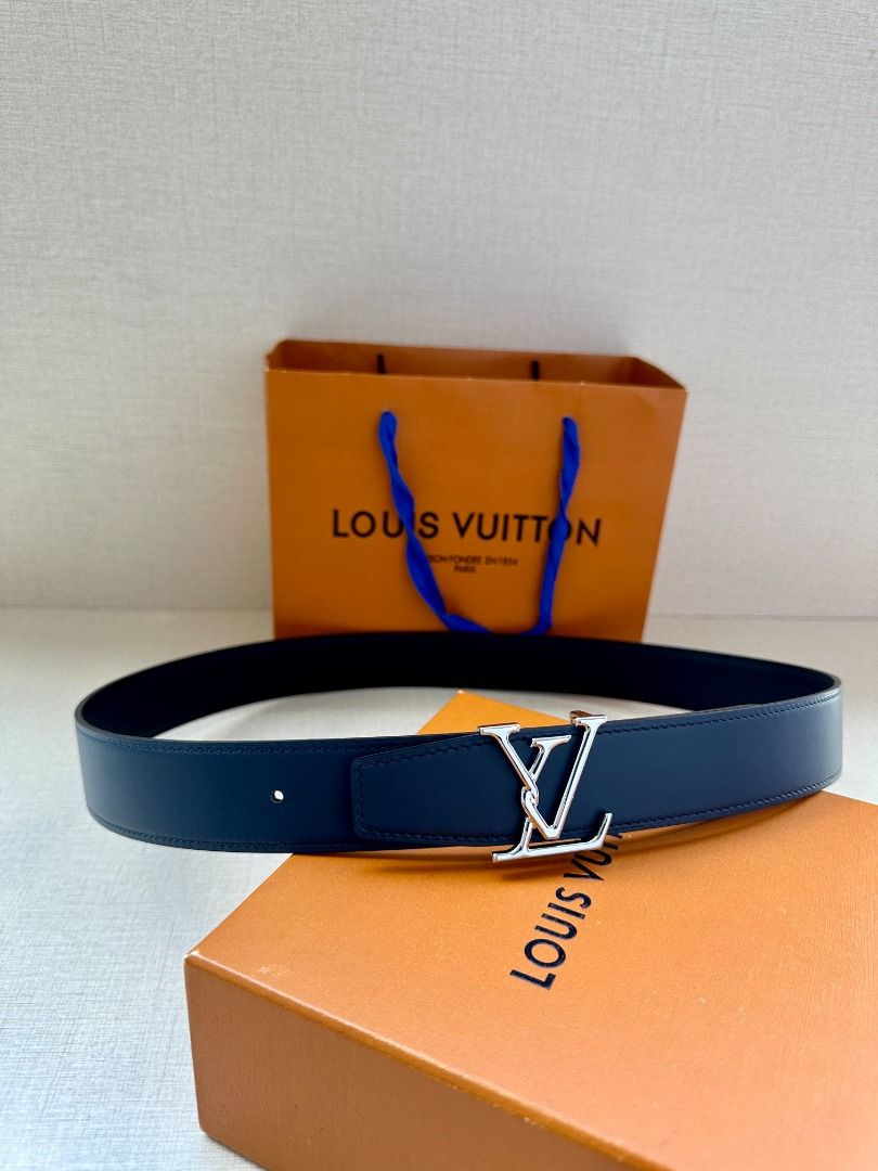 Louis Vuitton LV Initiales 30MM Reversible Belt Blue/Monogram in Calfskin  Leather with Gold-tone - US