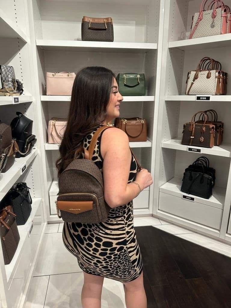 Michael Kors Maisie Xs 2 in 1 Backpack + Pouch Brown Logo Mk Signature